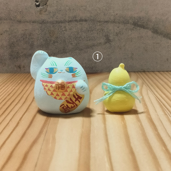 水色の豆招き猫とひょうたん 6枚目の画像