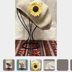 かぎ針編み　ベレー帽子 年中使える綿100 2枚目の画像