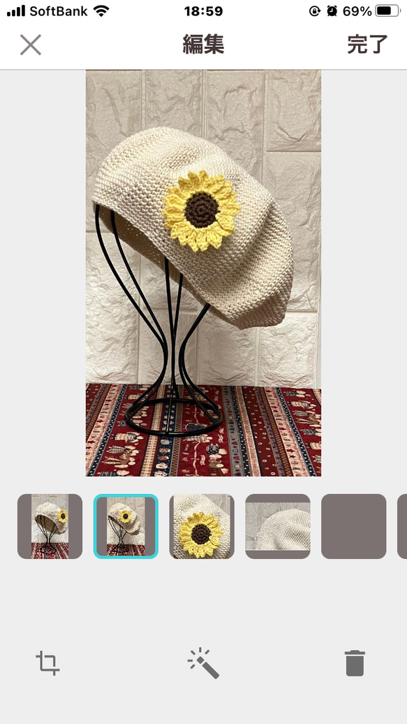 かぎ針編み　ベレー帽子 年中使える綿100 2枚目の画像
