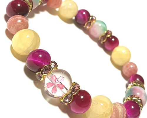 桜彫水晶＊ピンクタイガーアイ＊インカローズ＊花翡翠＊アラゴナイト