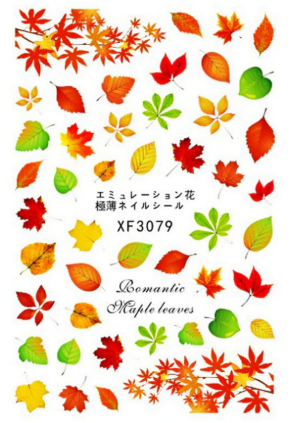 ＊送料84円～＊　秋のネイルシール　カエデ　紅葉　フクロウ　みみずく　どんぐり　イチョウ 1枚目の画像