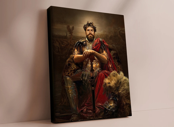 【オーダーメイド】写真からカスタムロイヤルキング天皇皇帝油絵スタイルの肖像画一点物 似顔絵 イラスト彼氏夫の贈り物誕生日 100%