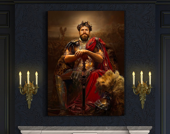 【オーダーメイド】写真からカスタムロイヤルキング天皇皇帝油絵スタイルの肖像画一点物 似顔絵 イラスト彼氏夫の贈り物誕生日 100%