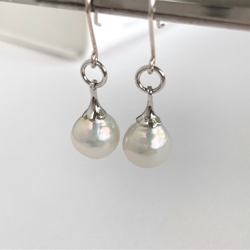 #351 淡水パール　5連  チェーン　ピアス/イヤリング変更可能　ハンドメイド 華奢チェーンの淡水パールロングピアス（イヤリング変更可能