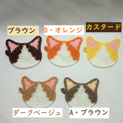 エコたわし&コースター　秋色カラフルなハチワレ猫　5枚セット（1重タイプ）送料無料 3枚目の画像