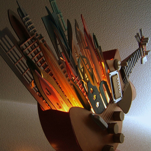 全てのパーツは木製・あかりの灯るギターのオブジェ～TGⅡ