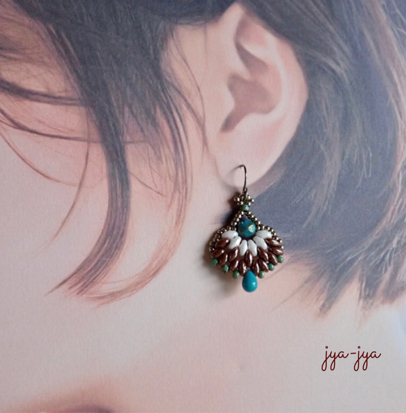 beads earrings ＊ turquoise drop 4枚目の画像