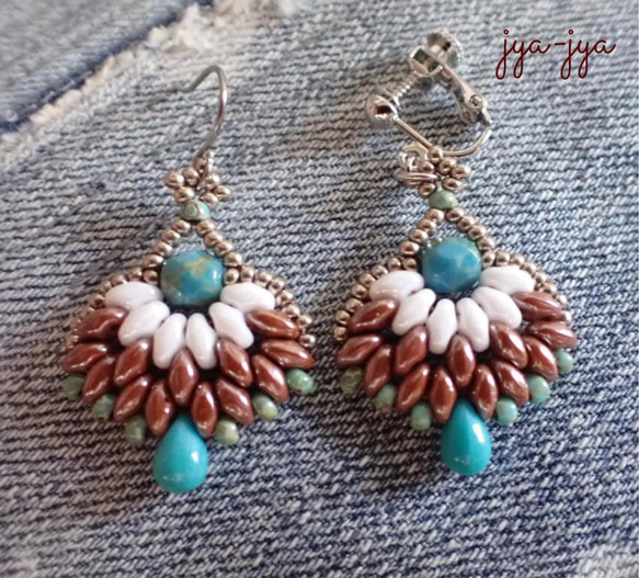 beads earrings ＊ turquoise drop 2枚目の画像