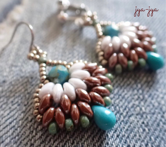 beads earrings ＊ turquoise drop 1枚目の画像