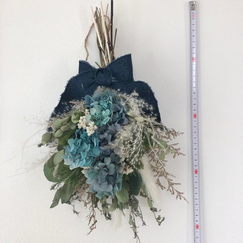 青紫陽花のブーケ ドライフラワー ウエディング ラッピング対応