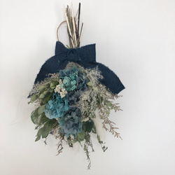 青紫陽花のブーケ ドライフラワー ウエディング ラッピング対応