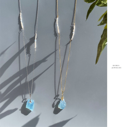 春の在庫一掃で35%OFF』 アクアマリン原石ロングネックレス