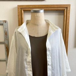 襯衫裙❤️立領四分之三袖襯衫裙米白色（尺碼隨意LL） 第16張的照片