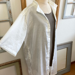 襯衫裙❤️立領四分之三袖襯衫裙米白色（尺碼隨意LL） 第17張的照片