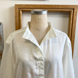 襯衫裙❤️立領四分之三袖襯衫裙米白色（尺碼隨意LL） 第13張的照片