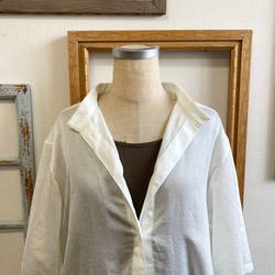 襯衫裙❤️立領四分之三袖襯衫裙米白色（尺碼隨意LL） 第20張的照片