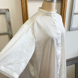 襯衫裙❤️立領四分之三袖襯衫裙米白色（尺碼隨意LL） 第6張的照片