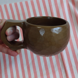 　パープルとグリーンの一木彫りペアコーヒーカップ 15枚目の画像