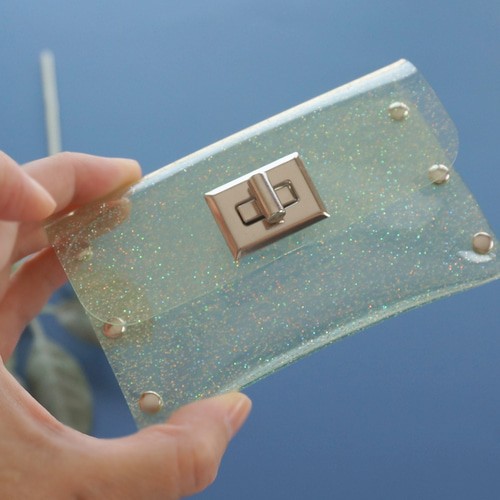 ラメ入りPVC透明コインケース『スケルトン』ミントグリーン/ミント