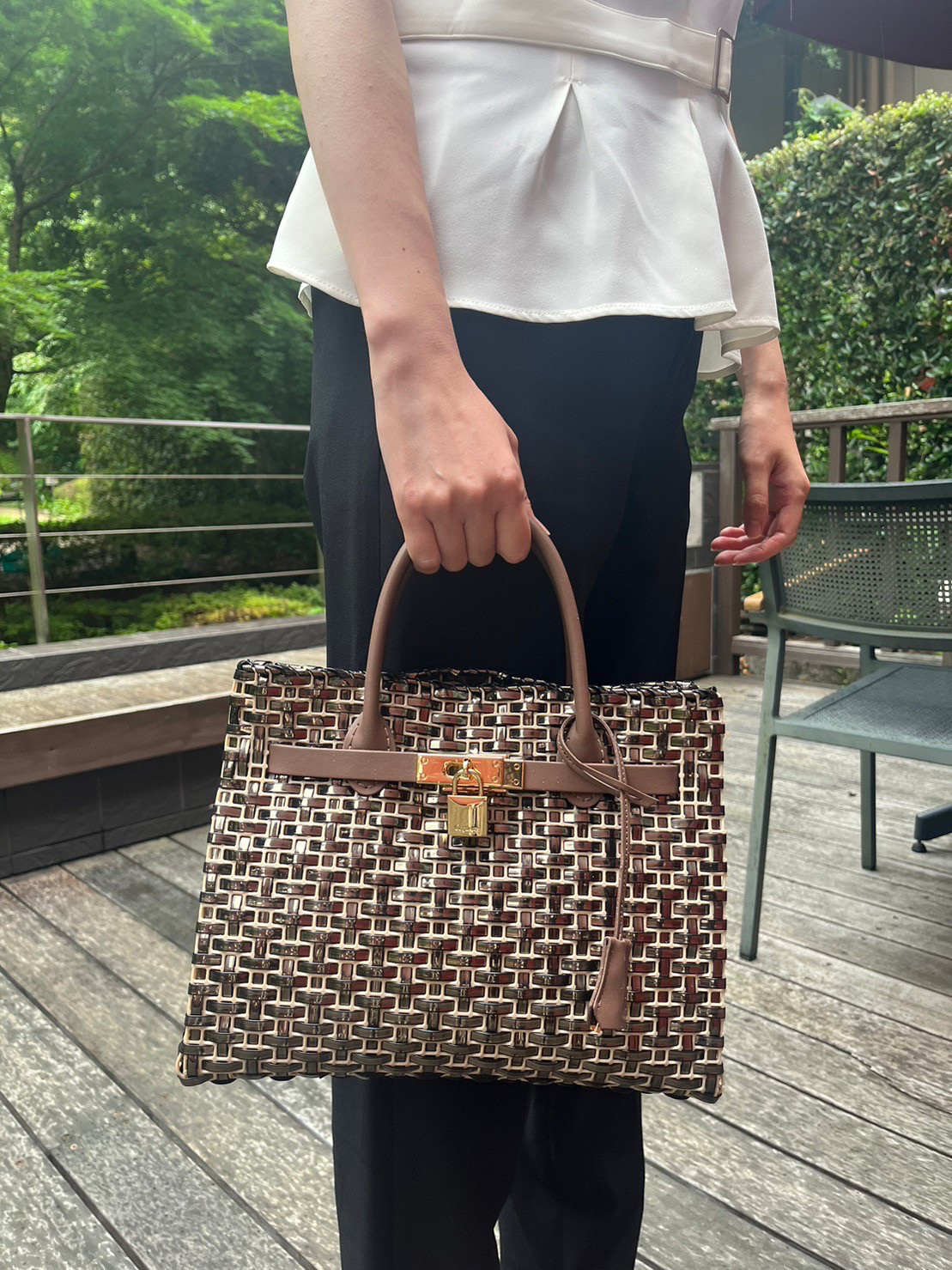 ラメルヘンテープのカゴバーキン ブロンズ