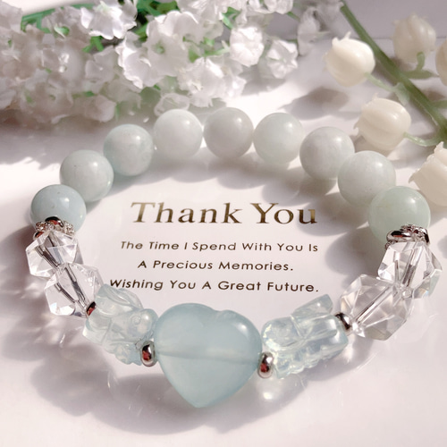 ✧₊⁎一点物˚✧₊⁎ アクアマリンハートうさぎちゃん天然石