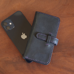 【スマホケース】　iphone12mini 手帳型　革小物　ハンドメイド　手作り　メンズ　レディース 2枚目の画像