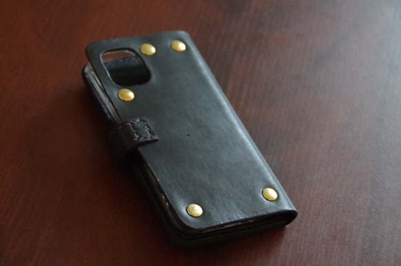 【スマホケース】　iphone12mini 手帳型　革小物　ハンドメイド　手作り　メンズ　レディース 10枚目の画像