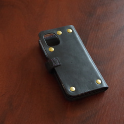 【スマホケース】　iphone12mini 手帳型　革小物　ハンドメイド　手作り　メンズ　レディース 9枚目の画像