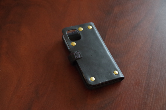【スマホケース】　iphone12mini 手帳型　革小物　ハンドメイド　手作り　メンズ　レディース 9枚目の画像