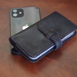 【スマホケース】　iphone12mini 手帳型　革小物　ハンドメイド　手作り　メンズ　レディース 3枚目の画像