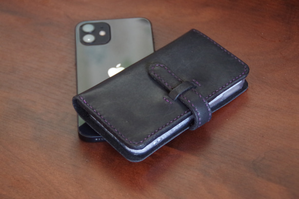 【スマホケース】　iphone12mini 手帳型　革小物　ハンドメイド　手作り　メンズ　レディース 3枚目の画像