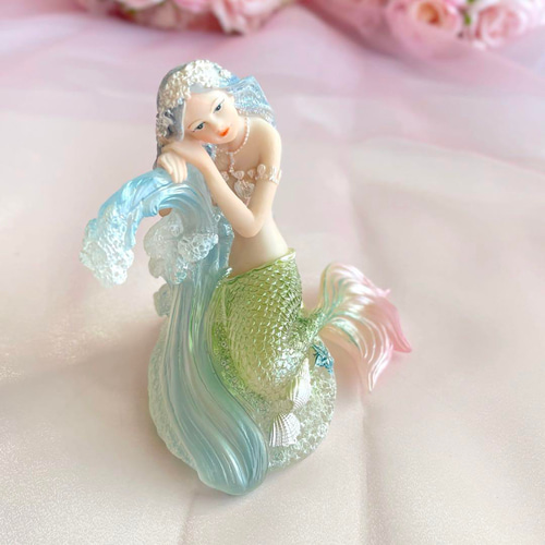 6-68「マーメイドちゃん sea②」シーグラスアート 人魚姫 夏 雑貨 置物 Amazon.co.jp: tonntyann 人魚姫 置物 かわいい おしゃれ 海の娘
