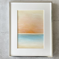 お値下げ❣️とても可愛らしく雰囲気のある抽象風景画 シルバーフレーム 現代アート 70×50㎝ フレーム付き モダン 絵画 抽象画 インテリア
