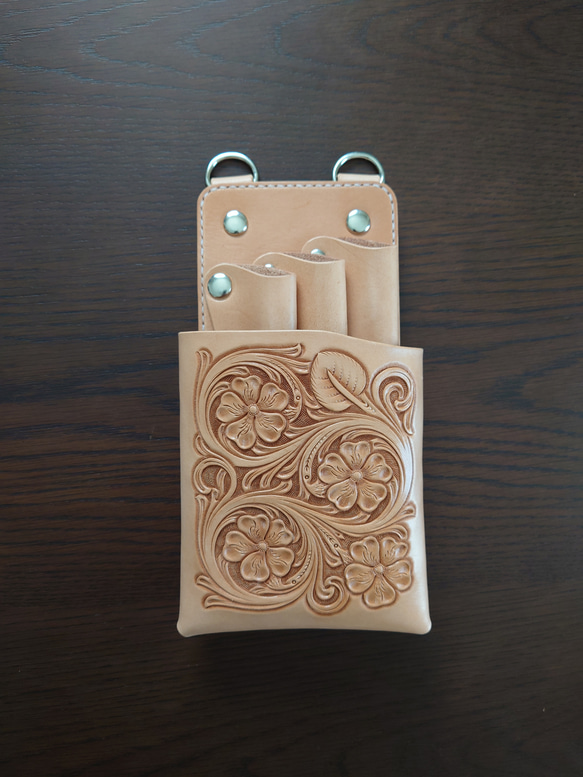 シザーケース革 3丁 カービング その他ケース 王様とゆかいな仲間達