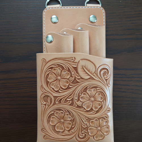 シザーケース革 3丁 カービング その他ケース 王様とゆかいな仲間達