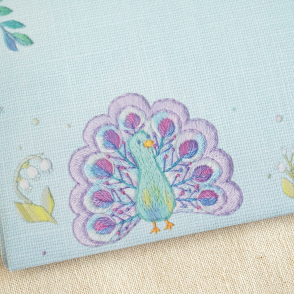 ✳︎hinairiさま専用ページ✳︎封筒2枚 Wisteria Peacock 藤と鈴蘭とクジャク刺繍 2枚目の画像