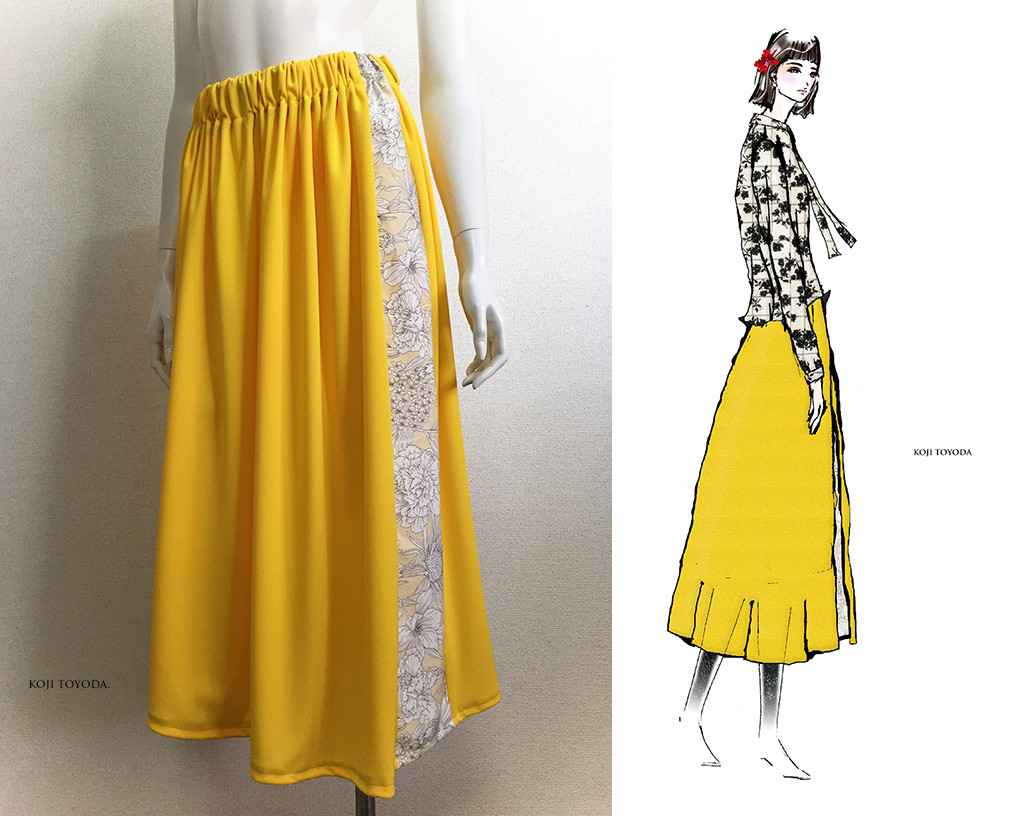 1点もの・デザイン画付き】ボタニカルフラワー柄切り替えゆったり  