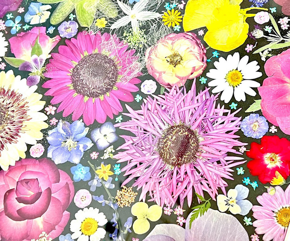 お花が乱舞する魅惑の押し花アート額 9枚目の画像