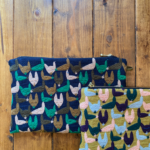 ミナペルホネン キツネ刺繍ポーチ ポーチ linenmade 通販