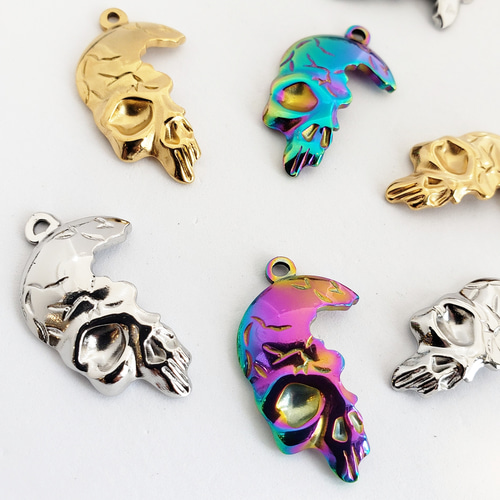 2個 ステンレススチール スカル 骸骨 ドクロ ハロウィン チャーム