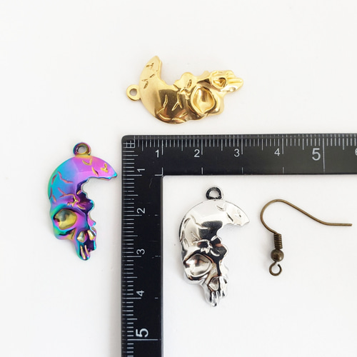 2個 ステンレススチール スカル 骸骨 ドクロ ハロウィン チャーム