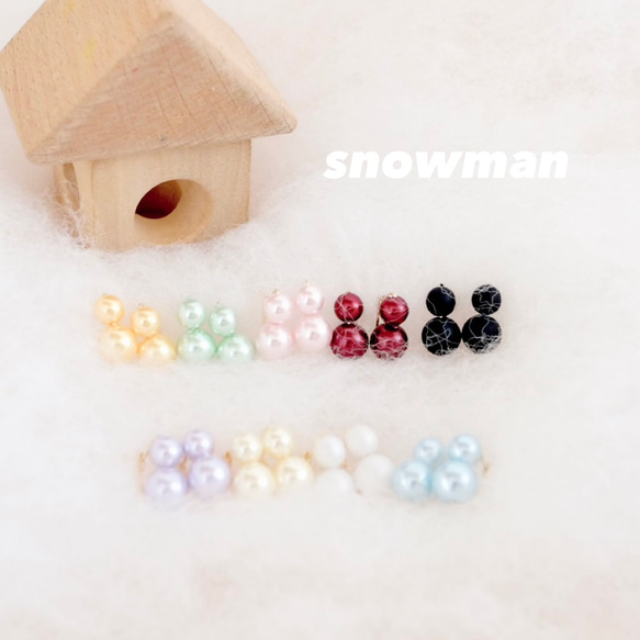 snowman 雪だるまピアス or イヤリング 2枚目の画像