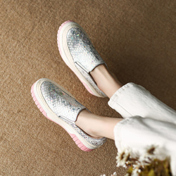 23 秋季女式真皮鞋超輕質厚底鞋舒適亮片淺口鞋 22 厘米-24.5 厘米 #795⭐免運費⭐ 第13張的照片