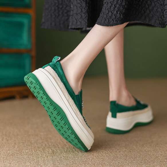 23 秋季女式真皮鞋超輕質厚底鞋舒適淺口鞋 22 厘米-24.5 厘米 #796⭐免運費⭐ 第5張的照片