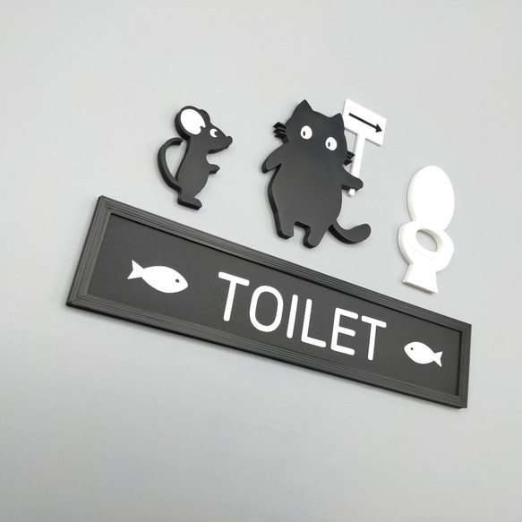 黒猫が案内するトイレサイン　（トイレサイン　トイレマーク） 4枚目の画像