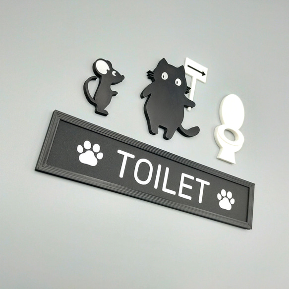 黒猫が案内するトイレサイン　（トイレサイン　トイレマーク） 2枚目の画像