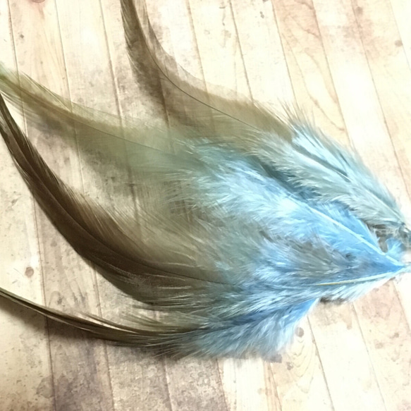羽 ターコイズブルー 10枚セット 10〜15cm 金具付き 2枚目の画像