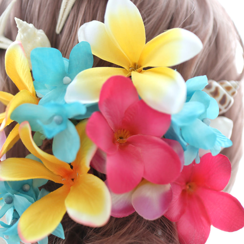 ヘッドドレス 髪飾り ヘッドパーツ プルメリア ヒトデ シェル