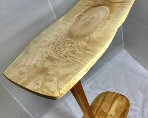 天然木 メープル 輪切り 折り畳みサイドテーブル 一点物 手造り サイド