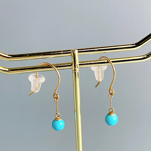 K18刻印入り✨スリーピングビューティーターコイズピアス ピアス